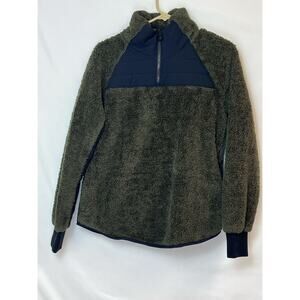 Lole Women's Size Large Green 1/4 Zip Long Sleeve Sherpa Pullover Top